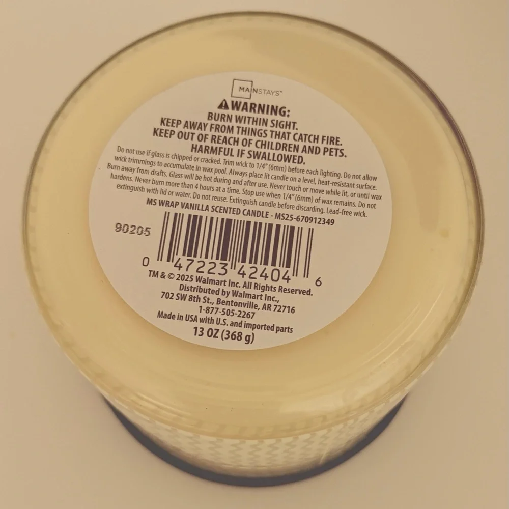 Mainstays 3-Wick Vanilla, Buttercream,Marshmallow scented Candle, 13-Ounce